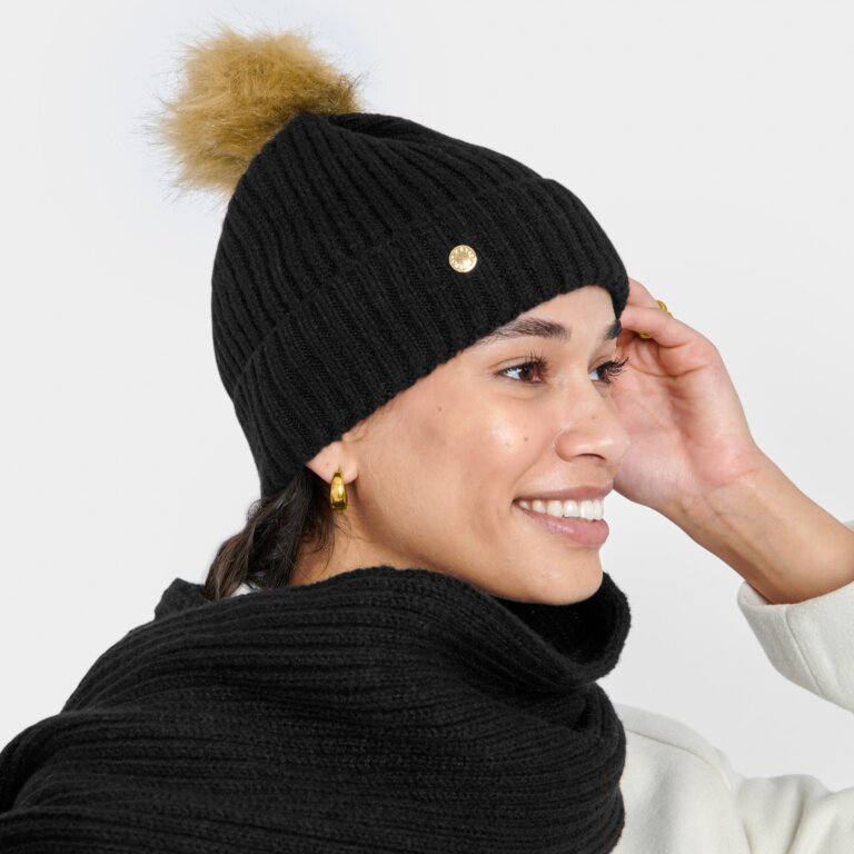 Katie Loxton Black Knitted Hat