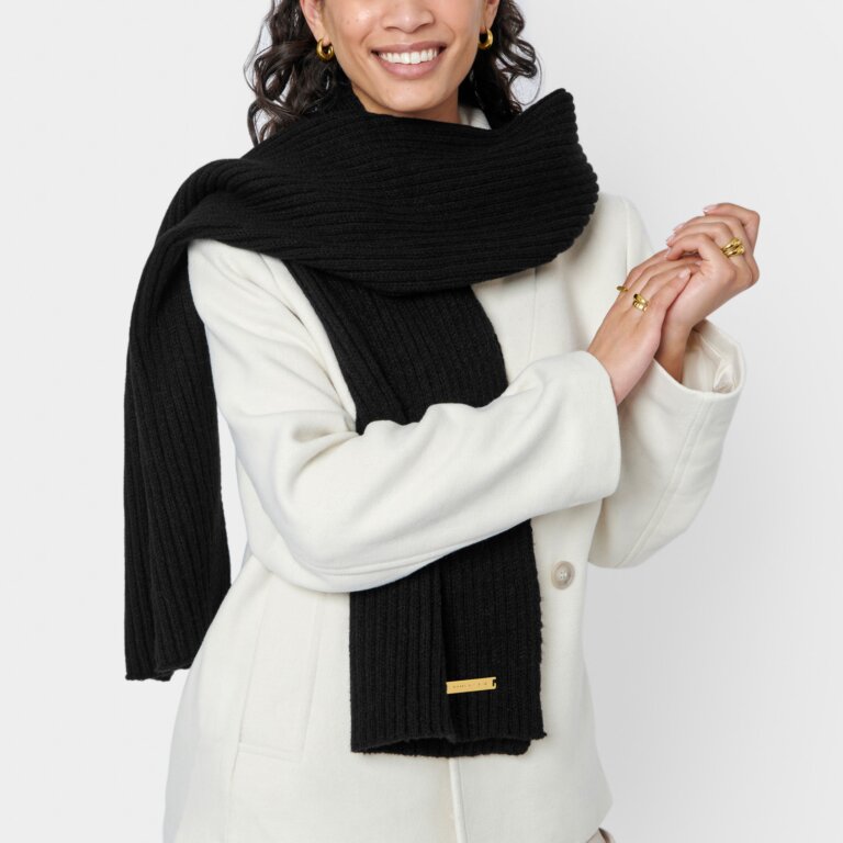 Katie Loxton Black Knitted Scarf