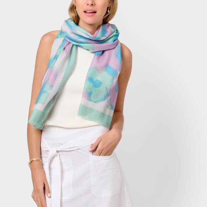 Katie Loxton Lila, Sage & Off White Watercolour Printed Scarf