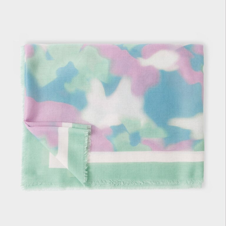 Katie Loxton Lila, Sage & Off White Watercolour Printed Scarf