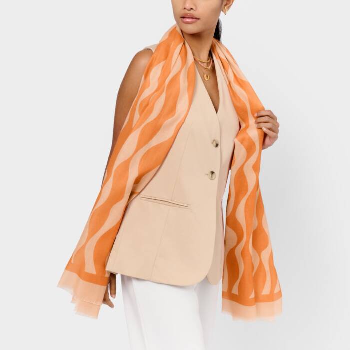 Katie Loxton Orange & Pink Ripple Wave Printed Scarf