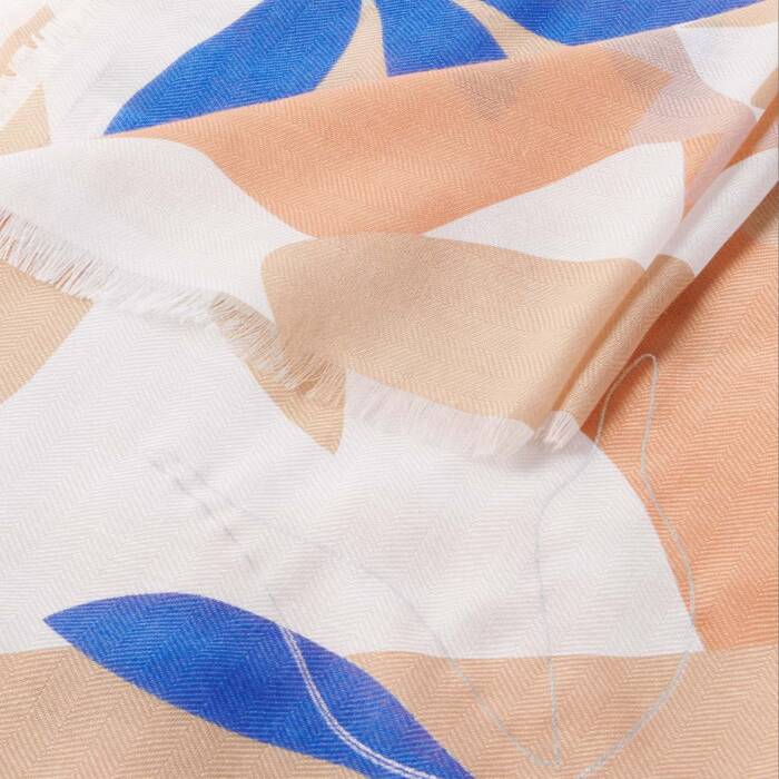 Katie Loxton Coral & Colbalt Blue Botanical Printed Foil Scarf