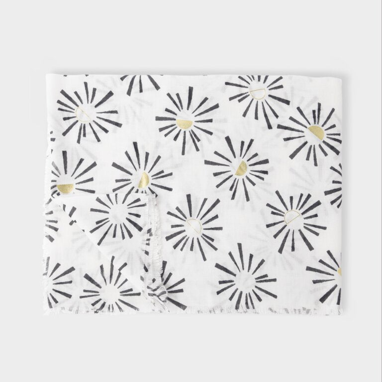 Katie Loxton White & Black Sunburst Printed Foil Scarf