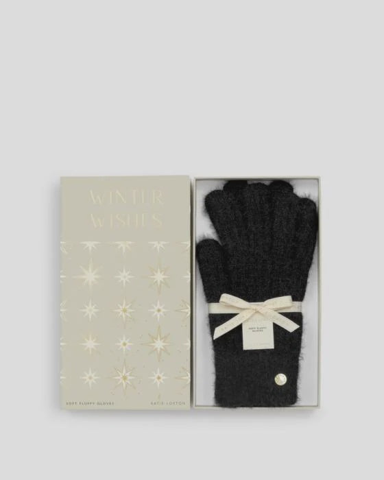 Katie Loxton Black Soft Knit Boxed Gloves