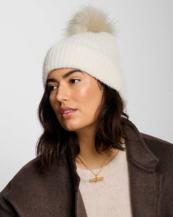 Katie Loxton White Knitted Pom Pom Hat