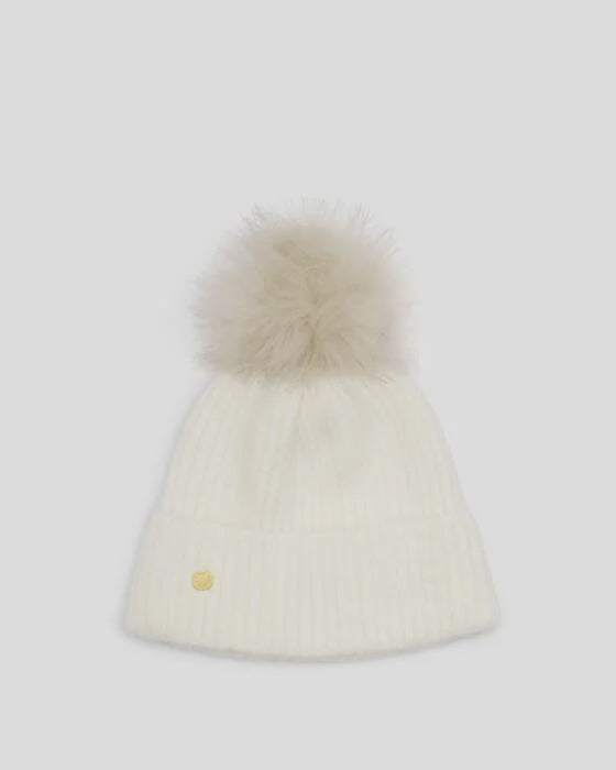 Katie Loxton White Knitted Pom Pom Hat