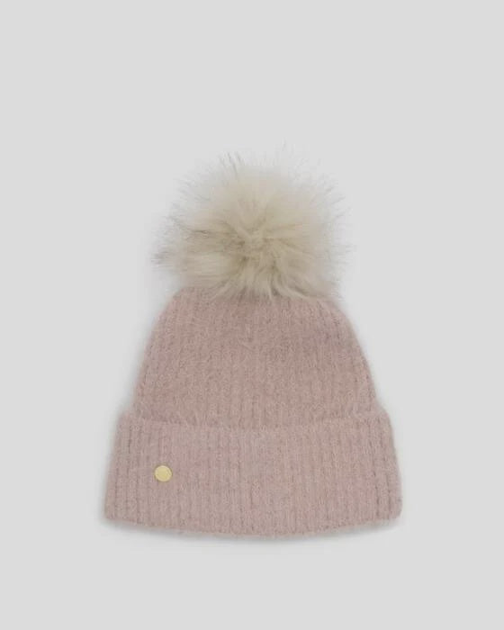Katie Loxton Dusty Pink Knitted Pom Pom Hat