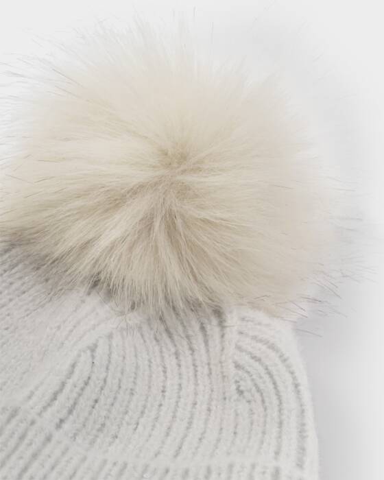Katie Loxton Pale Grey Sequin Pom Pom Hat