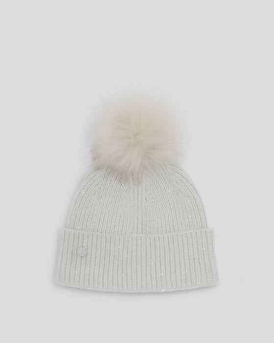 Katie Loxton Pale Grey Sequin Pom Pom Hat