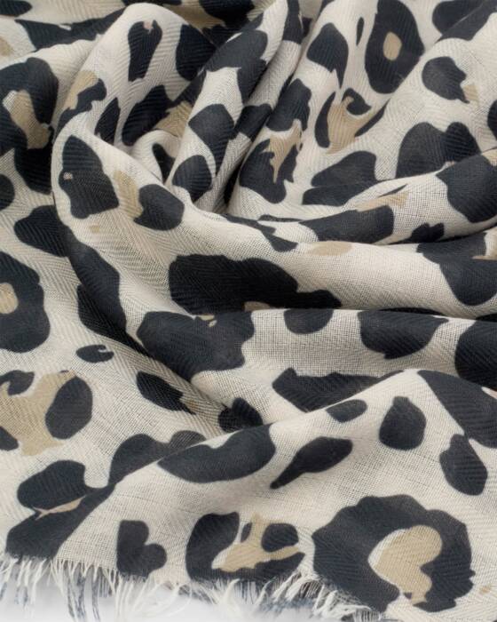 Katie Loxton Ecru Black Leopard Printed Scarf