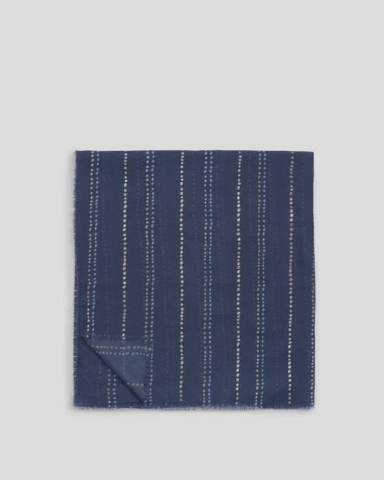 Katie Loxton Navy White Dotted Stripe Printed Foil Scarf