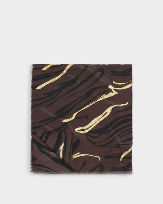 Katie Loxton Chocolate Black Zebra Printed Foil Scarf