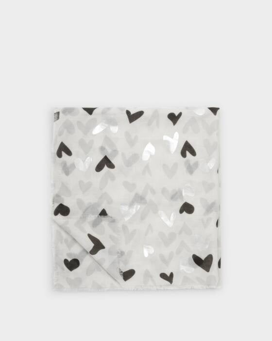 Katie Loxton Moonstone Black Abstract Heart Printed Foil Scarf