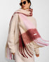 Katie Loxton Pink Burgundy Cream Recycled Checked Tassel Scarf