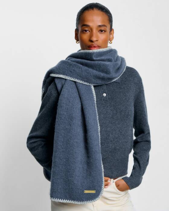 Katie Loxton Navy Whipstitch Scarf