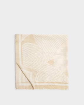 Katie Loxton White Soft Yellow Geometric Lines Printed Scarf