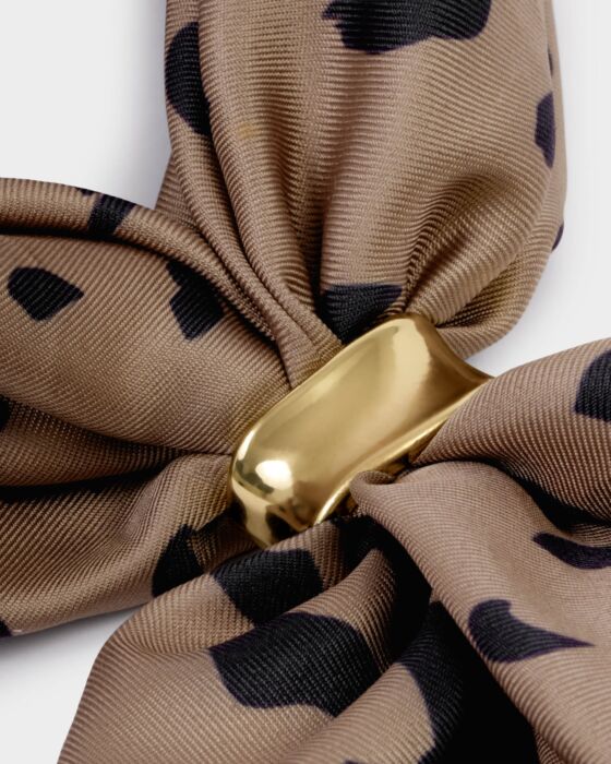 Katie Loxton Mocha Black Classic Leopard Satin Multiway Scarf