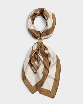 Katie Loxton Off White Caramel Checkered Satin Multiway Scarf