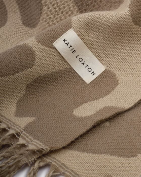Katie Loxton Taupe Mocha Large Leopard Printed Blanket Scarf