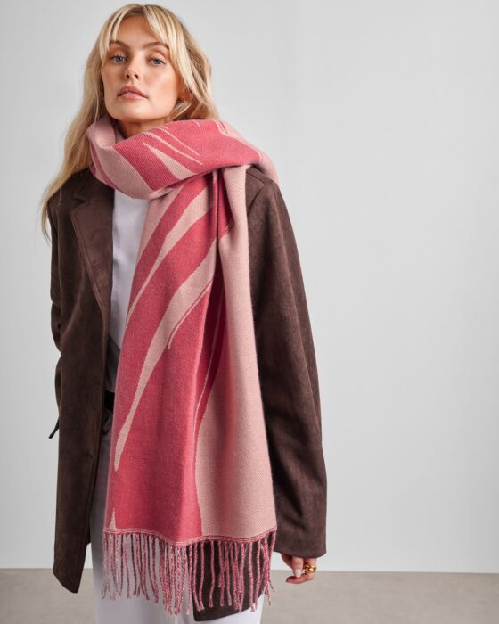 Katie Loxton Pink Raspberry Abstract Brush Stroke Printed Blanket Scarf