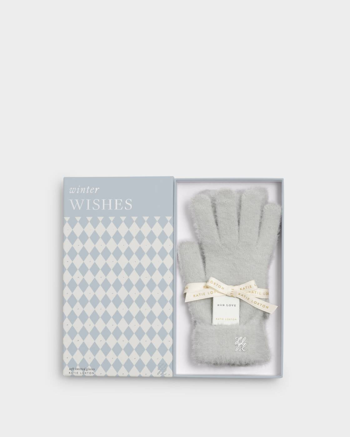 Katie Loxton Pale Grey Boxed Soft Knit Gloves