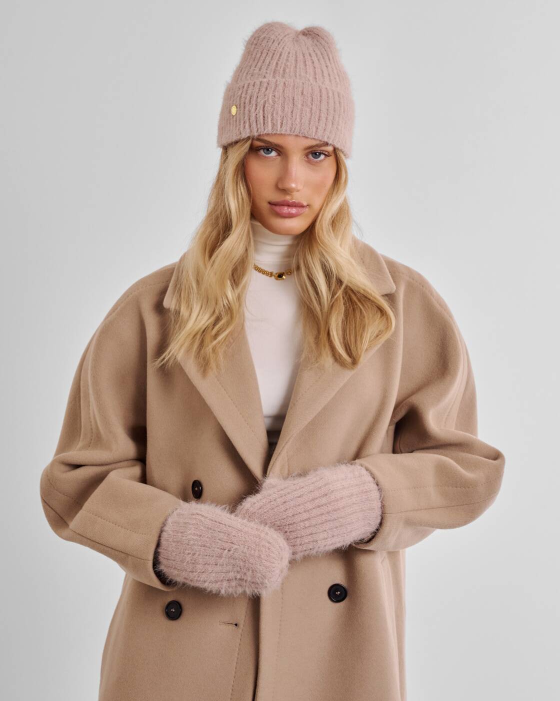 Katie Loxton Blush Pink Boxed Hat & Mittens Set