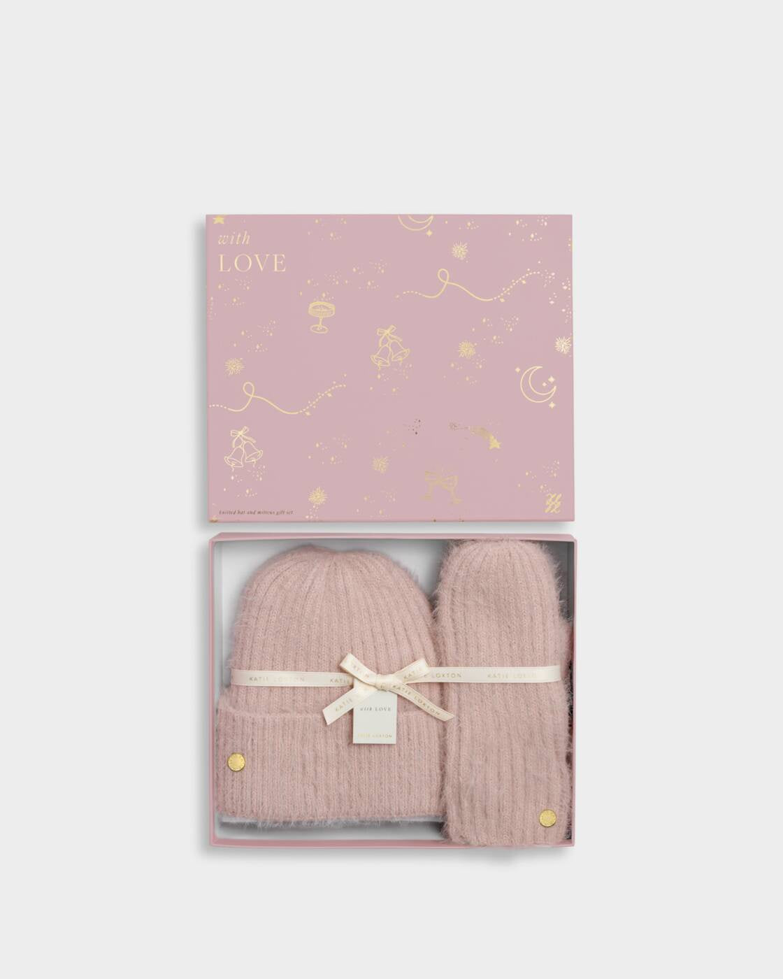 Katie Loxton Blush Pink Boxed Hat & Mittens Set