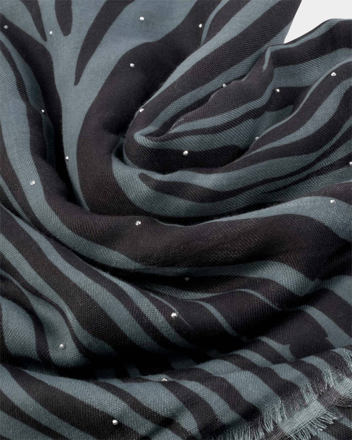 Katie Loxton Navy & Black Sebra Stripe Printed Studded Scarf