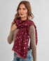 Katie Loxton Burgundy & White Scattered Dots Printed Studded Scarf