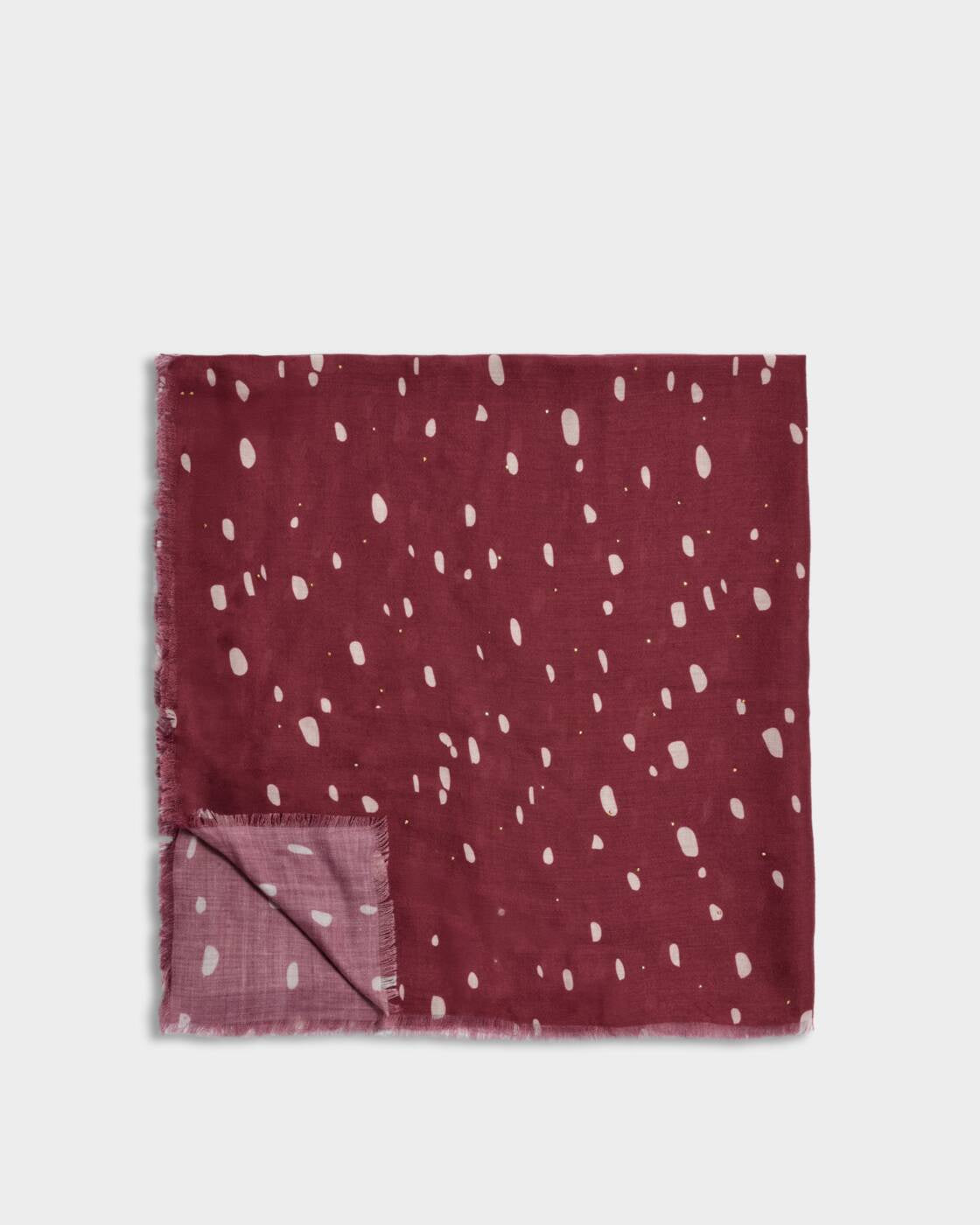Katie Loxton Burgundy & White Scattered Dots Printed Studded Scarf