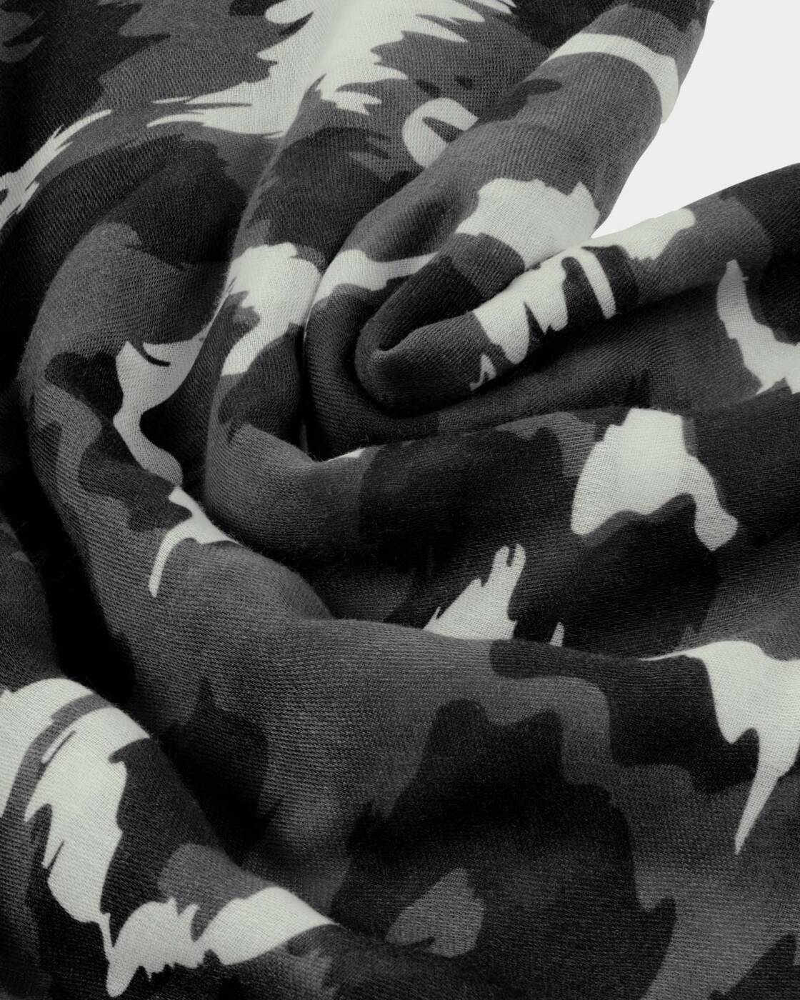 Katie Loxton Grey Black White Brush Stroke Leopard Printed Scarf