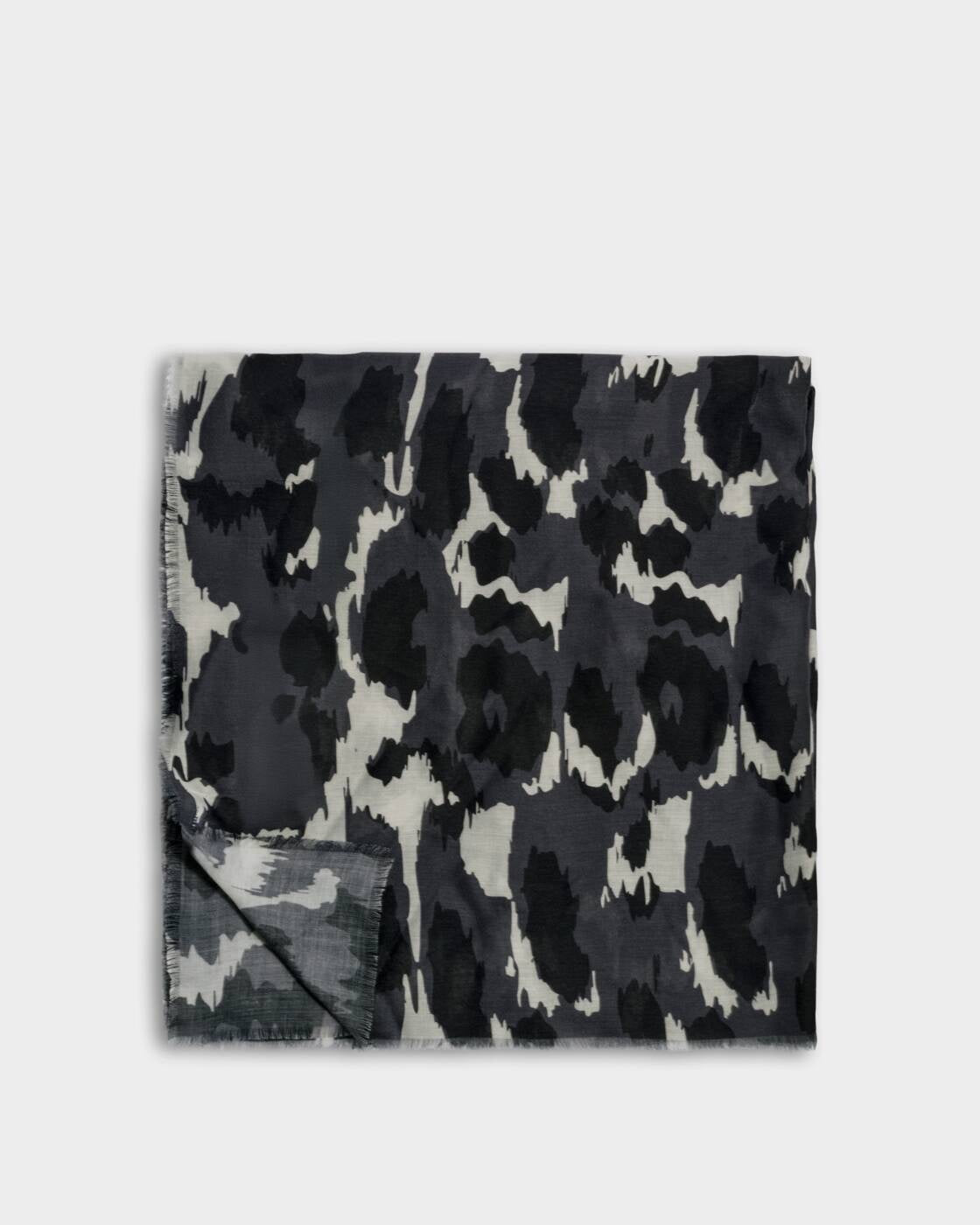 Katie Loxton Grey Black White Brush Stroke Leopard Printed Scarf