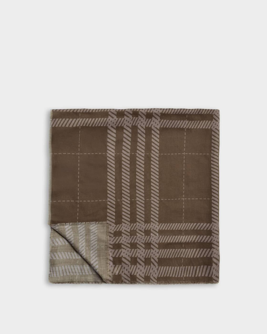 Katie Loxton Dark Brown & Taupe Check Printed Scarf