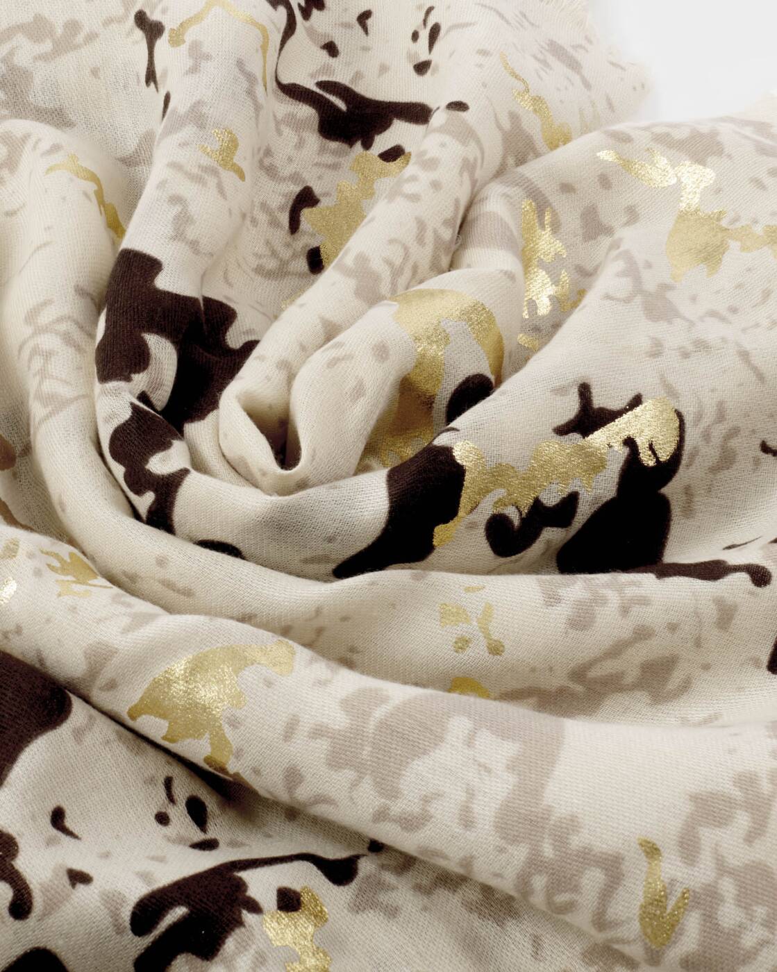 Katie Loxton Sand Taupe Chocolate Snake Printed Foil Scarf