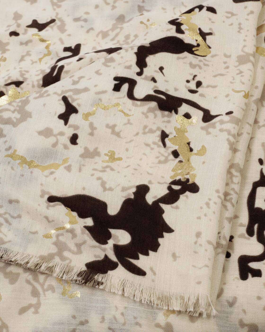Katie Loxton Sand Taupe Chocolate Snake Printed Foil Scarf