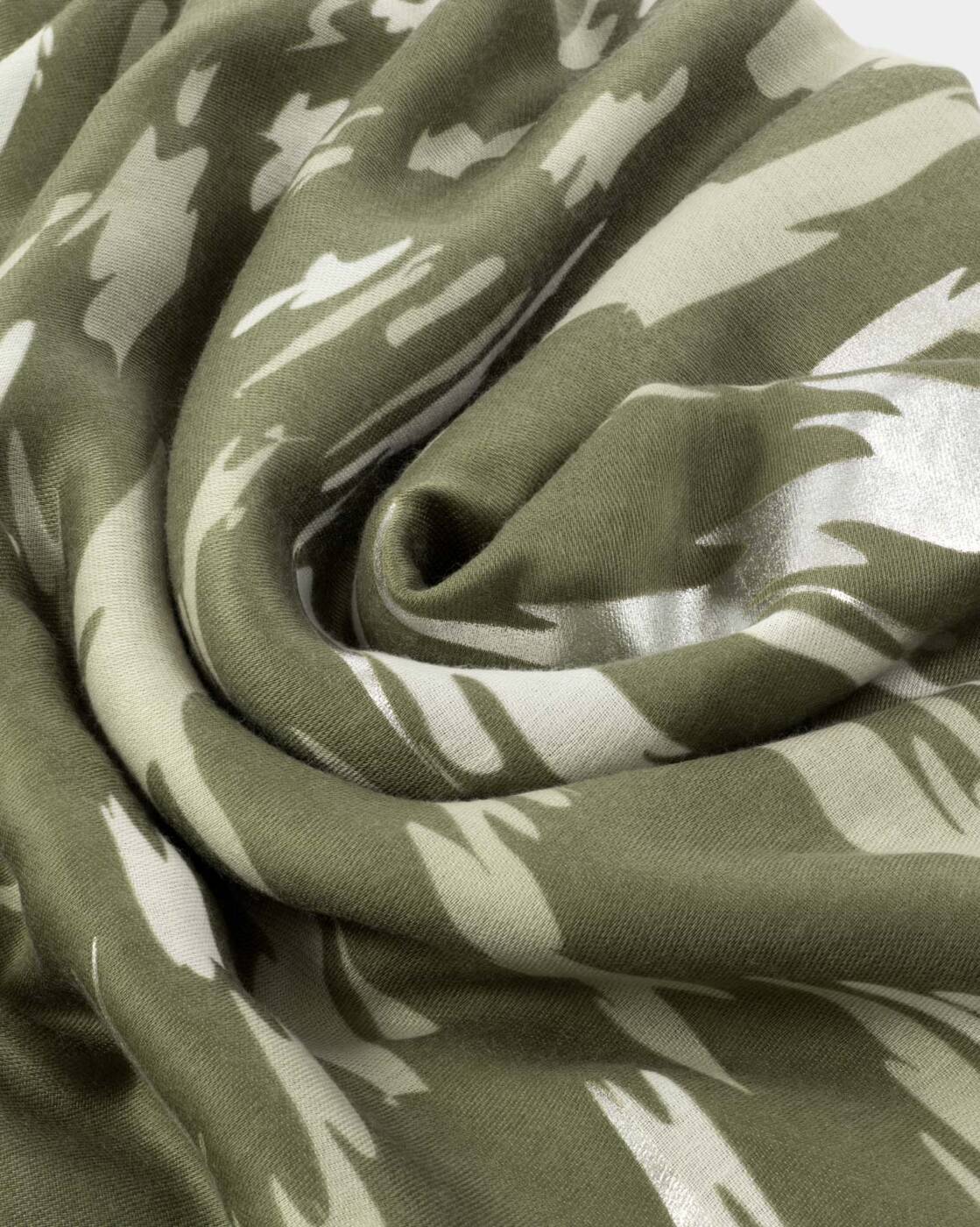 Katie Loxton Olive Sand Sage Animal Printed Foil Scarf
