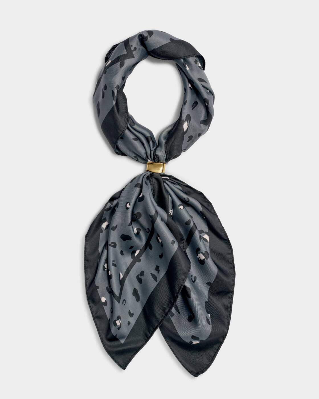 Katie Loxton Black & Blue Small Leopard Satin Multiway Scarf