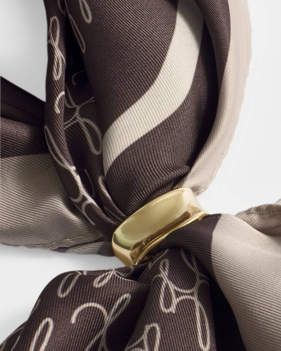 Katie Loxton Chocolate & Taupe Scripted Satin Multiway Scarf