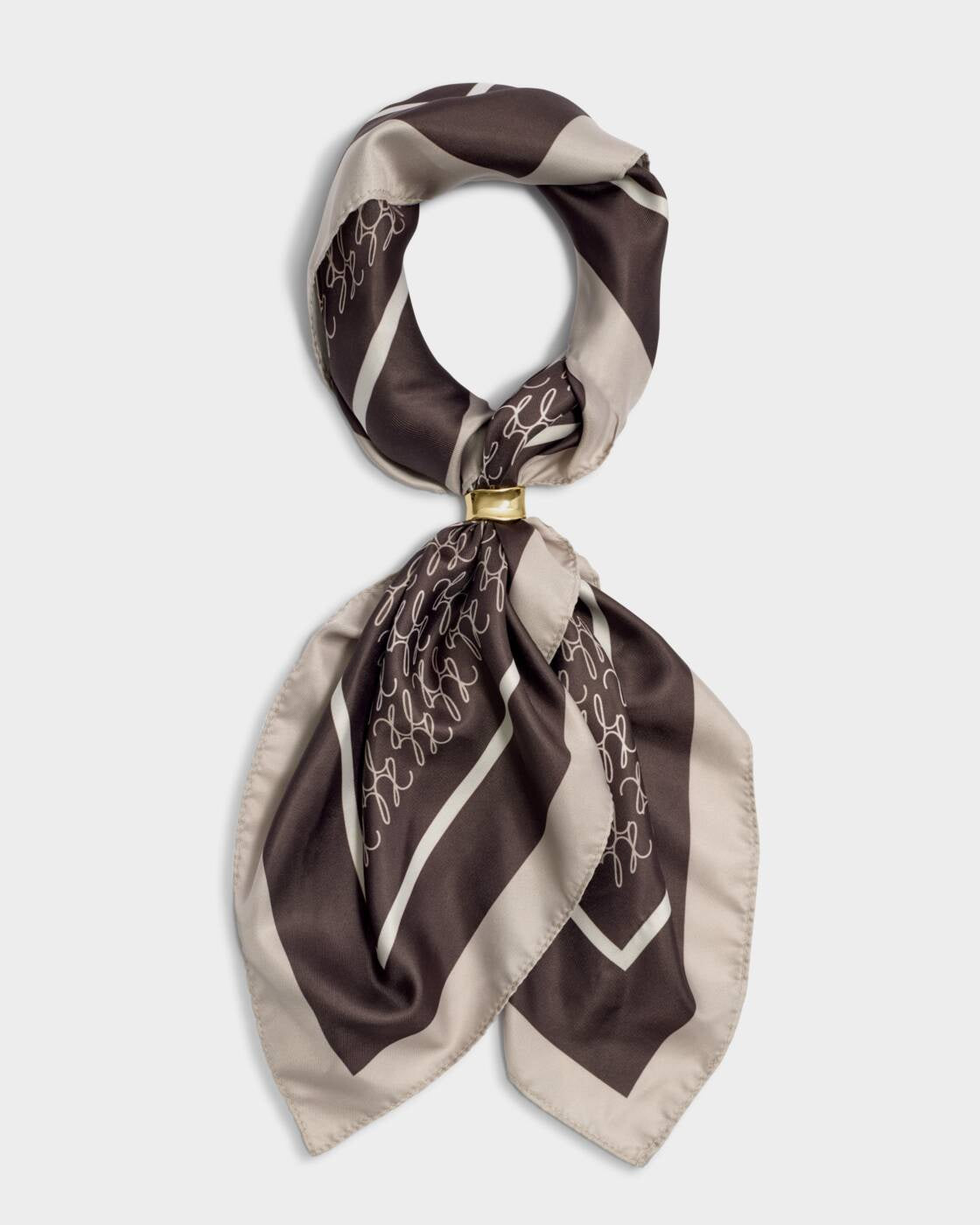 Katie Loxton Chocolate & Taupe Scripted Satin Multiway Scarf