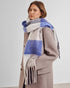 Katie Loxton Blue & Grey Recycled Checked Tassel Scarf
