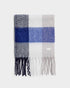 Katie Loxton Blue & Grey Recycled Checked Tassel Scarf