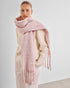 Katie Loxton Blush Pink & White Plaid Recycled Striped Tassel Scarf