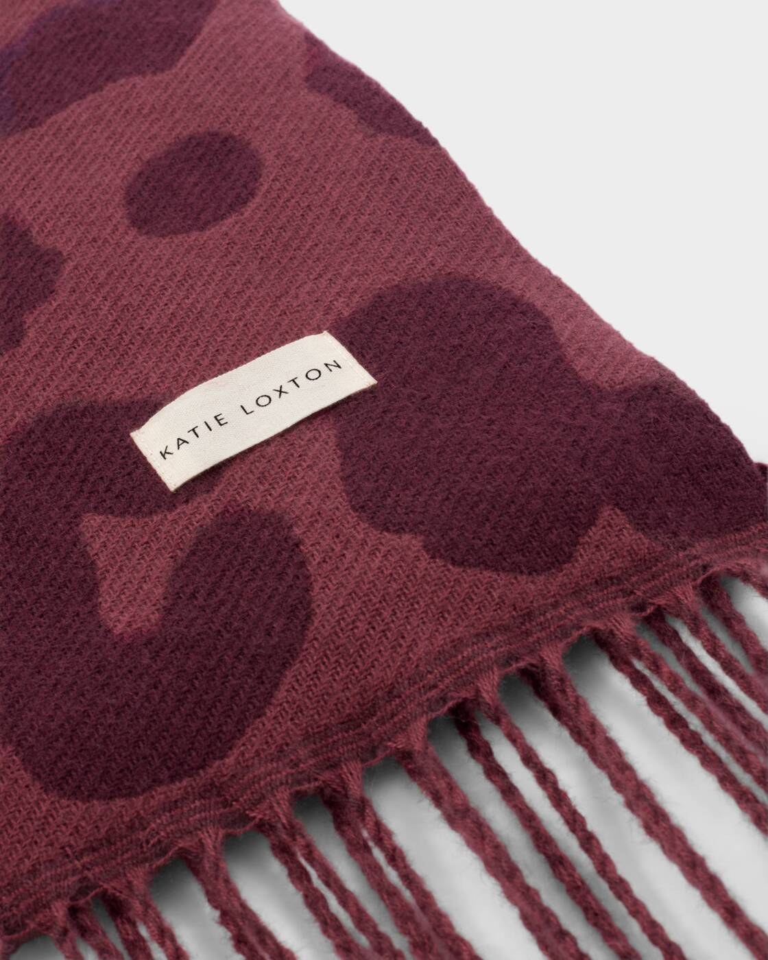 Katie Loxton Mauve & Cherry Leopard Printed Blanket Scarf