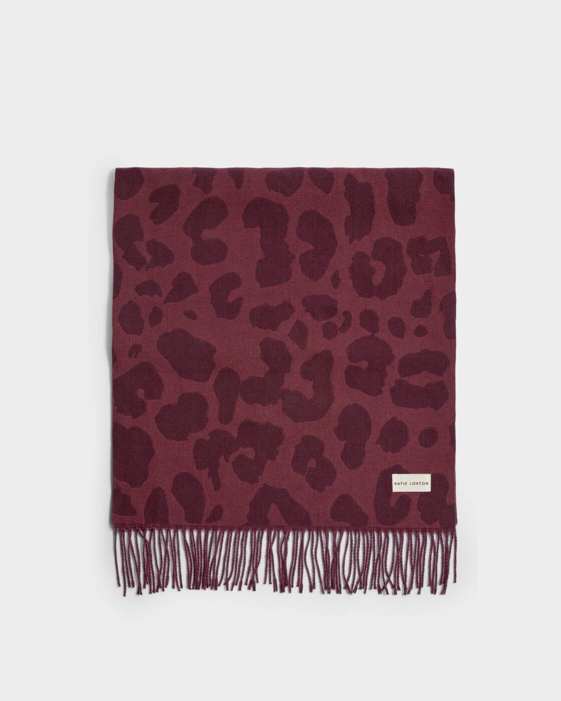 Katie Loxton Mauve & Cherry Leopard Printed Blanket Scarf