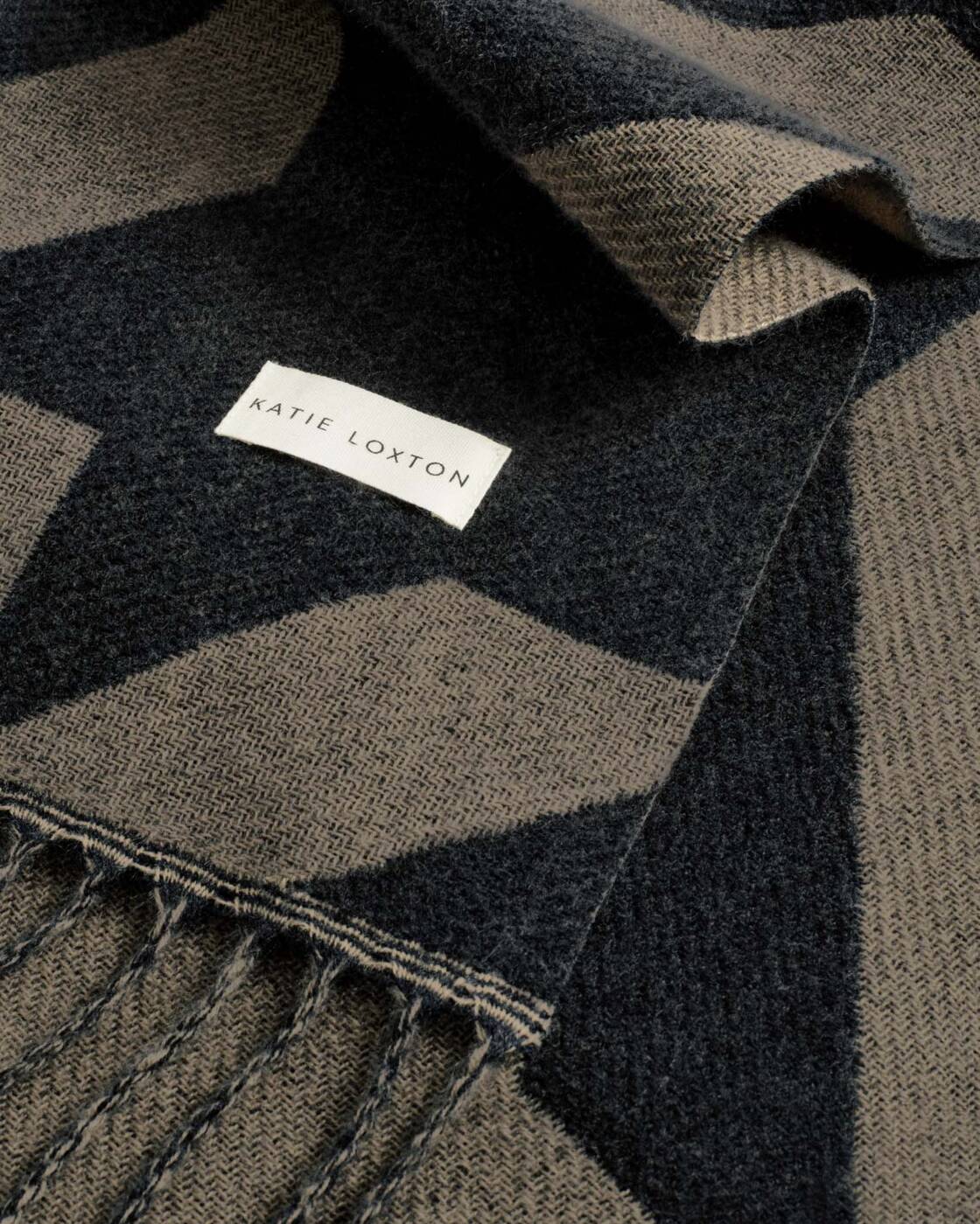 Katie Loxton Taupe & Black Houndstooth Printed Blanket Scarf