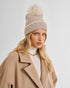 Katie Loxton Taupe Whipstitch Pom Pom Knitted Hat