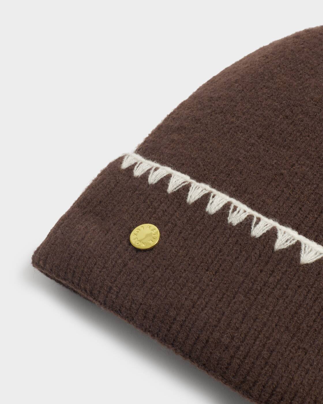 Katie Loxton Chocolate Whipstitch Pom Pom Knitted Hat