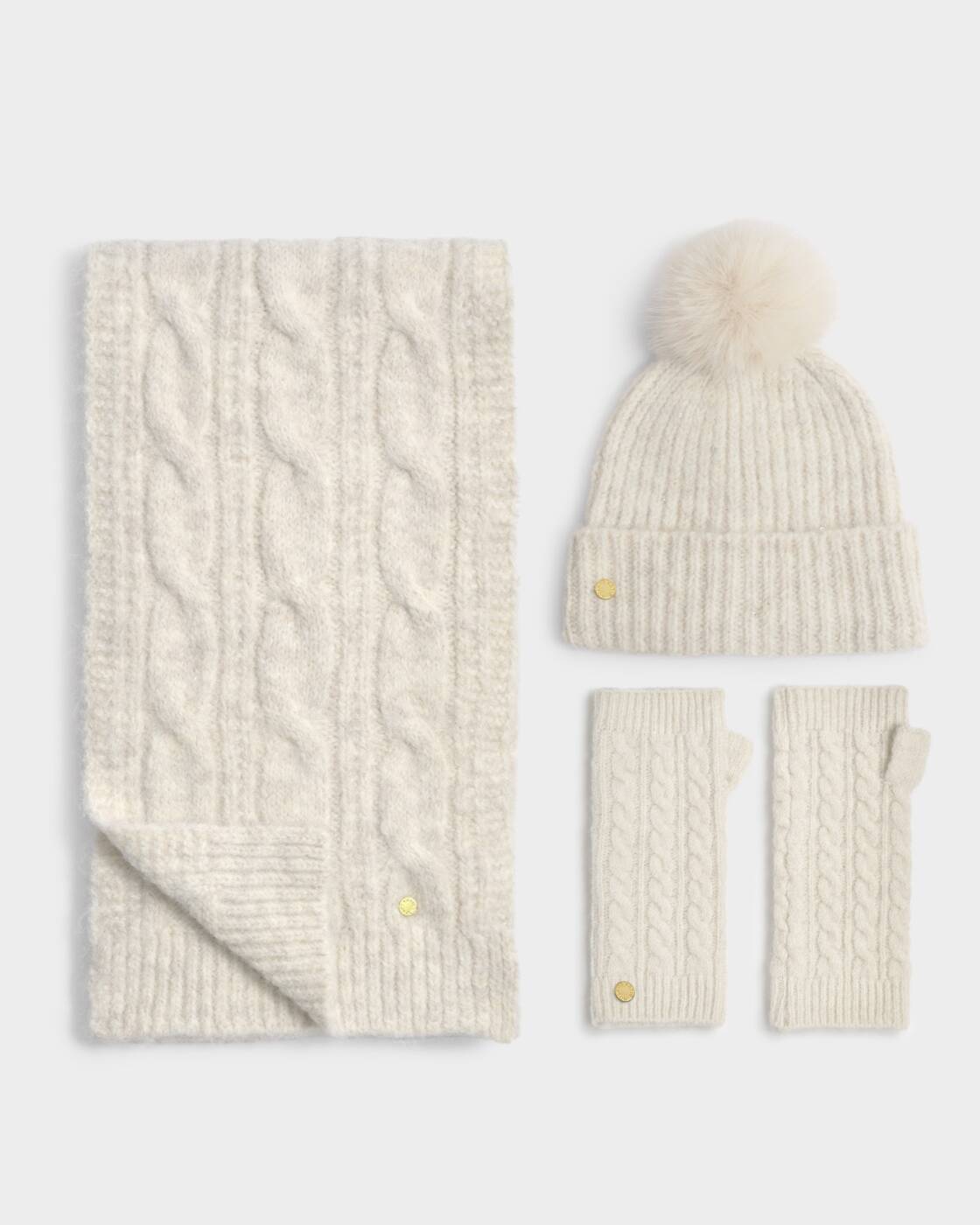 Katie Loxton Crème Cable Knit Scarf