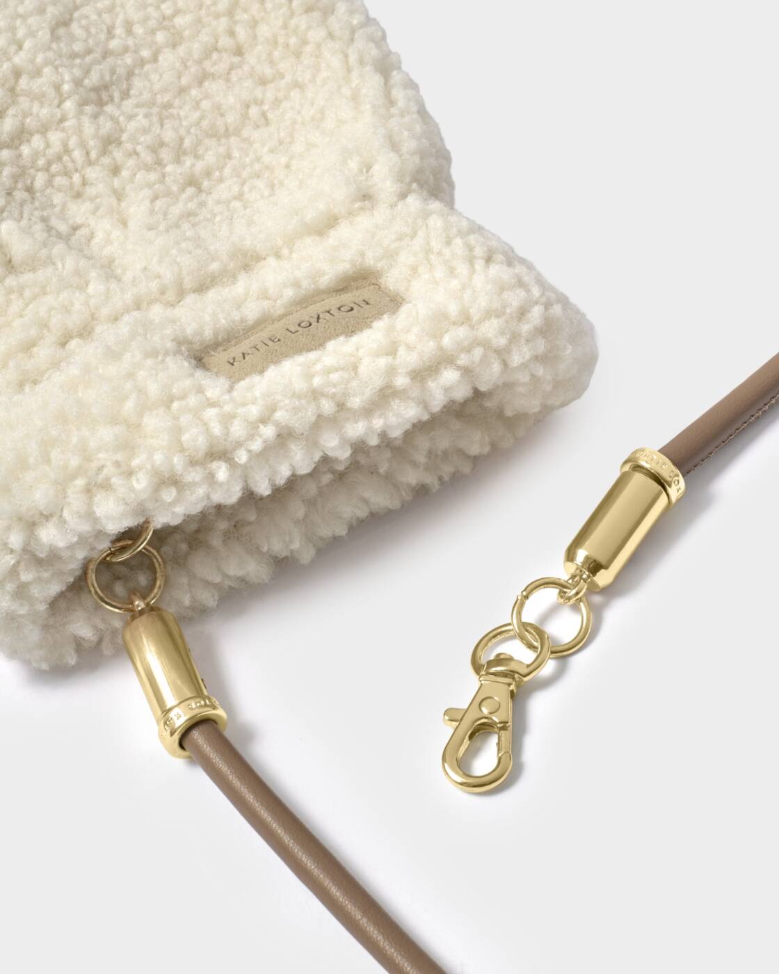Katie Loxton Cream Borg Mittens With Cord
