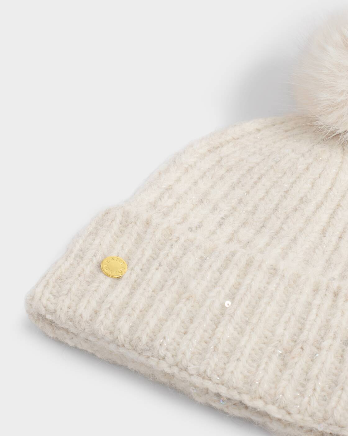 Katie Loxton Crème Sequin Soft Knit Hat